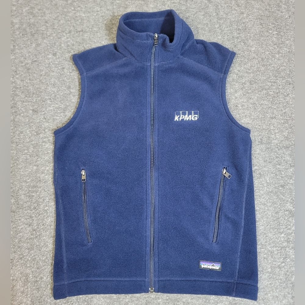 Patagonia 2014 Synchilla Vest Men’s Small Navy Fleece Full Zip KPMG Embroidered
